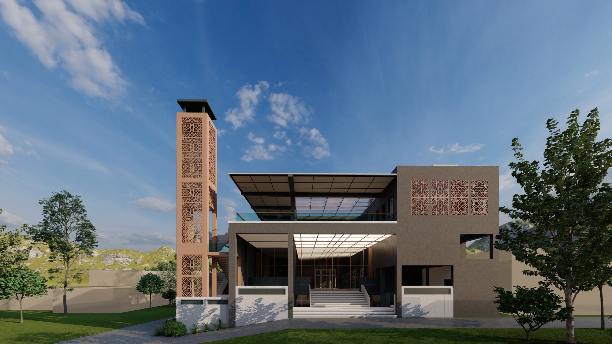 Bani Gala Mosque approach